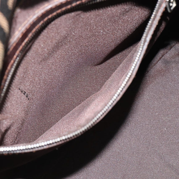 FENDI Zucca Canvas Mamma Baguette Shoulder Bag Black Brown Silver Auth 183864SAM