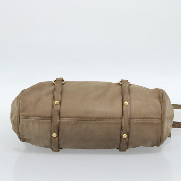 Miu Miu Wildleder Handtasche 2-Wege Beige Gold Auth 183865V