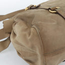 Miu Miu Wildleder Handtasche 2-Wege Beige Gold Auth 183865V-18