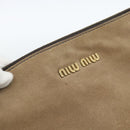 Miu Miu Wildleder Handtasche 2-Wege Beige Gold Auth 183865V-20