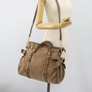 Miu Miu Wildleder Handtasche 2-Wege Beige Gold Auth 183865V-26