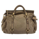 Miu Miu Wildleder Handtasche 2-Wege Beige Gold Auth 183865V-2