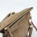 Miu Miu Wildleder Handtasche 2-Wege Beige Gold Auth 183865V-6