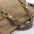 Miu Miu Wildleder Handtasche 2-Wege Beige Gold Auth 183865V-7