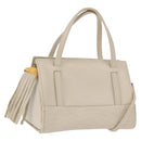 FENDI Hand Bag Leather 2way Beige Gold Auth 183874-1
