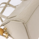FENDI Hand Bag Leather 2way Beige Gold Auth 183874-16