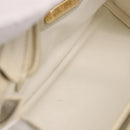 FENDI Hand Bag Leather 2way Beige Gold Auth 183874-11