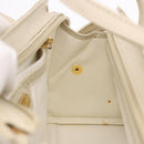 FENDI Hand Bag Leather 2way Beige Gold Auth 183874-20