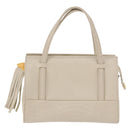 FENDI Hand Bag Leather 2way Beige Gold Auth 183874-13