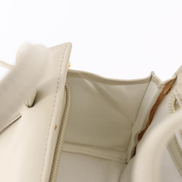 FENDI Hand Bag Leather 2way Beige Gold Auth 183874