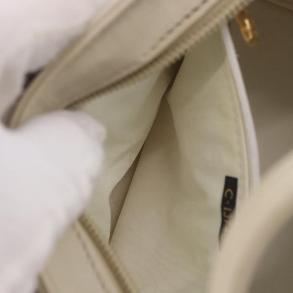 FENDI Hand Bag Leather 2way Beige Gold Auth 183874