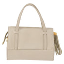 FENDI Hand Bag Leather 2way Beige Gold Auth 183874-2