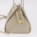 FENDI Hand Bag Leather 2way Beige Gold Auth 183874-3