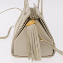 FENDI Hand Bag Leather 2way Beige Gold Auth 183874-4