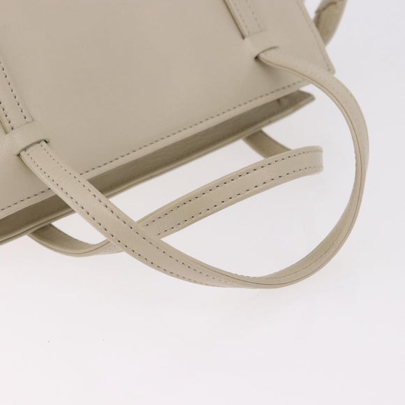FENDI Hand Bag Leather 2way Beige Gold Auth 183874