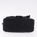 FENDI Mamma Baguette Shoulder Bag Wool Navy Silver Auth 183876-10