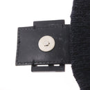 FENDI Mamma Baguette Shoulder Bag Wool Navy Silver Auth 183876-17