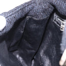 FENDI Mamma Baguette Shoulder Bag Wool Navy Silver Auth 183876-21