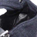 FENDI Mamma Baguette Shoulder Bag Wool Navy Silver Auth 183876-22