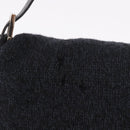 FENDI Mamma Baguette Shoulder Bag Wool Navy Silver Auth 183876-4