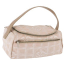 CHANEL New Travel Line Handtasche Canvas Beige Silber CC Auth 183877-1