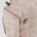 CHANEL New Travel Line Handtasche Canvas Beige Silber CC Auth 183877-10