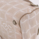CHANEL New Travel Line Handtasche Canvas Beige Silber CC Auth 183877-13