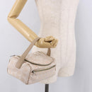 CHANEL New Travel Line Handtasche Canvas Beige Silber CC Auth 183877-25