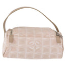 CHANEL New Travel Line Handtasche Canvas Beige Silber CC Auth 183877-3