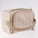 CHANEL New Travel Line Handtasche Canvas Beige Silber CC Auth 183877-6