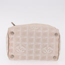 CHANEL New Travel Line Handtasche Canvas Beige Silber CC Auth 183877-9