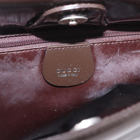 GUCCI Shoulder Bag Patent Leather Brown Silver 000 1046 0506 Auth 183878