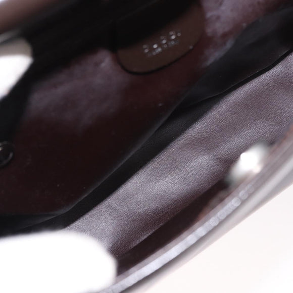 GUCCI Shoulder Bag Patent Leather Brown Silver 000 1046 0506 Auth 183878