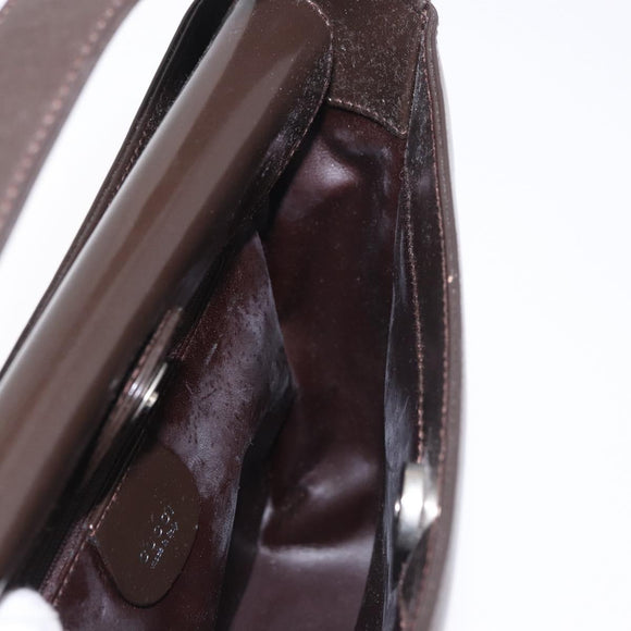 GUCCI Shoulder Bag Patent Leather Brown Silver 000 1046 0506 Auth 183878