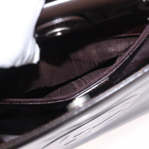 GUCCI Shoulder Bag Patent Leather Brown Silver 000 1046 0506 Auth 183878