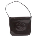 GUCCI Shoulder Bag Patent Leather Brown Silver 000 1046 0506 Auth 183878-2