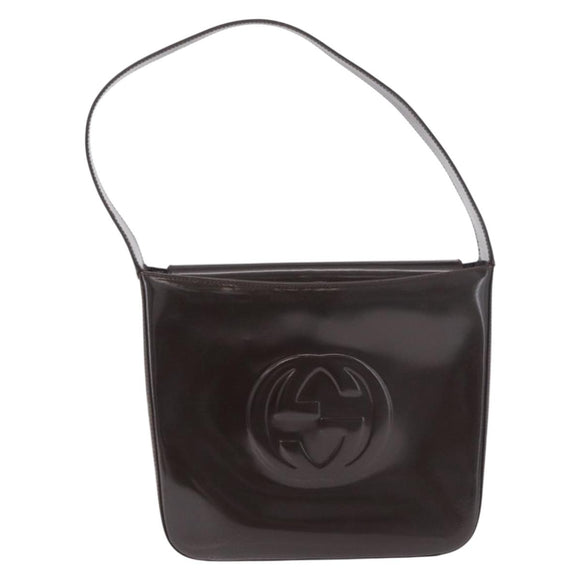 GUCCI Shoulder Bag Patent Leather Brown Silver 000 1046 0506 Auth 183878