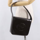 GUCCI Shoulder Bag Patent Leather Brown Silver 000 1046 0506 Auth 183878-21