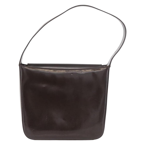 GUCCI Shoulder Bag Patent Leather Brown Silver 000 1046 0506 Auth 183878