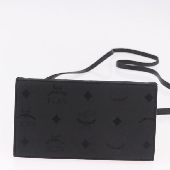 MCM Logogram Vicetos Hand Bag PVC 2way Black Gold Auth 183880A