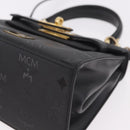 MCM Logogram Vicetos Hand Bag PVC 2way Black Gold Auth 183880A-13