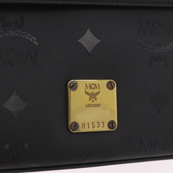 MCM Logogram Vicetos Hand Bag PVC 2way Black Gold Auth 183880A