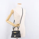 MCM Logogram Vicetos Hand Bag PVC 2way Black Gold Auth 183880A-25