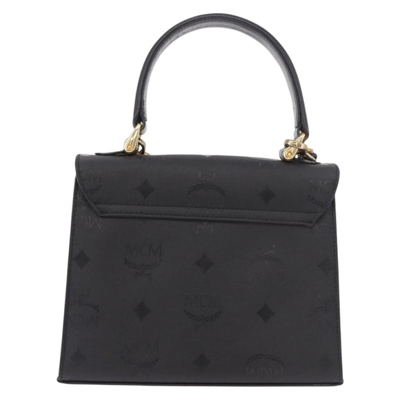 MCM Logogram Vicetos Hand Bag PVC 2way Black Gold Auth 183880A
