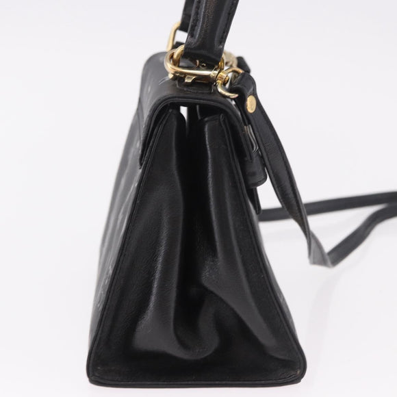 MCM Logogram Vicetos Hand Bag PVC 2way Black Gold Auth 183880A