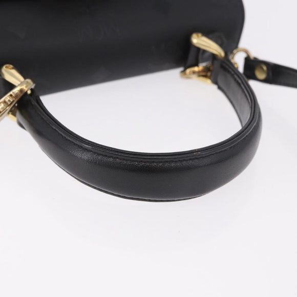 MCM Logogram Vicetos Hand Bag PVC 2way Black Gold Auth 183880A