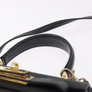 MCM Logogram Vicetos Hand Bag PVC 2way Black Gold Auth 183880A-8