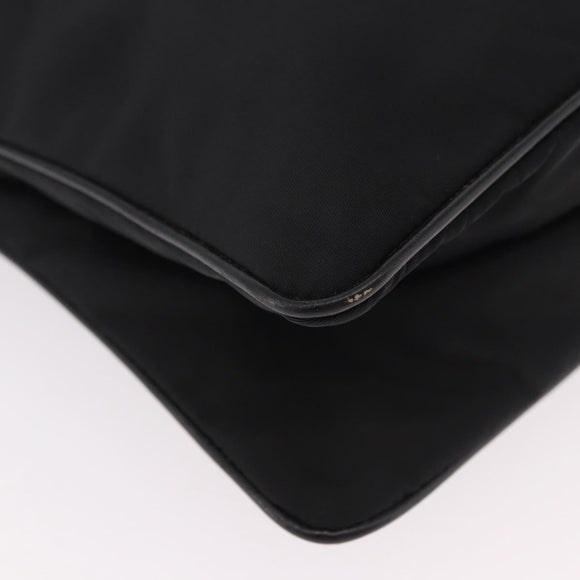 PRADA Shoulder Bag Nylon Black Gold Auth 183882A