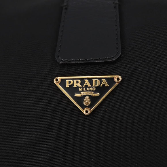 PRADA Shoulder Bag Nylon Black Gold Auth 183882A