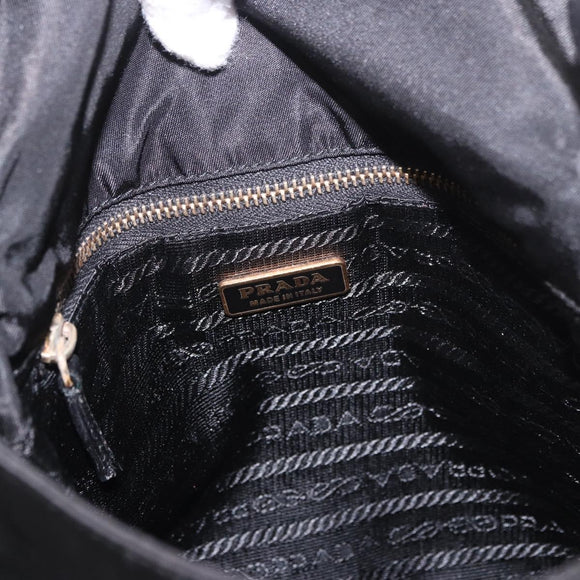 PRADA Shoulder Bag Nylon Black Gold Auth 183882A